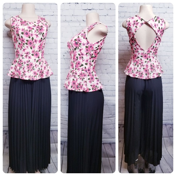 Pants - BLACK IVORY PINK ROMPER